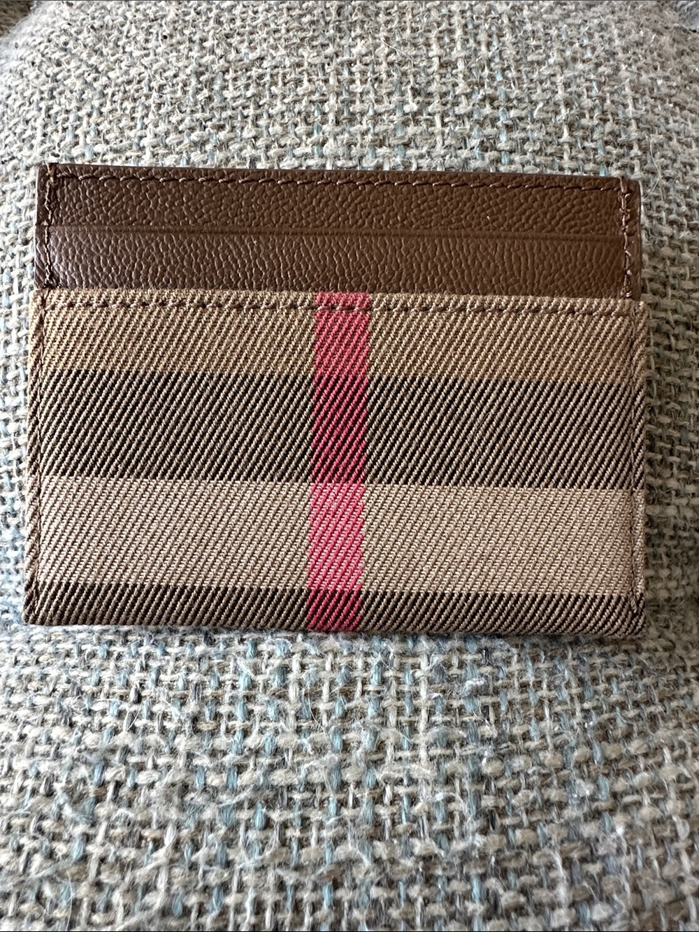 Authentic Burberry Haymarket Check Card Holder EUC